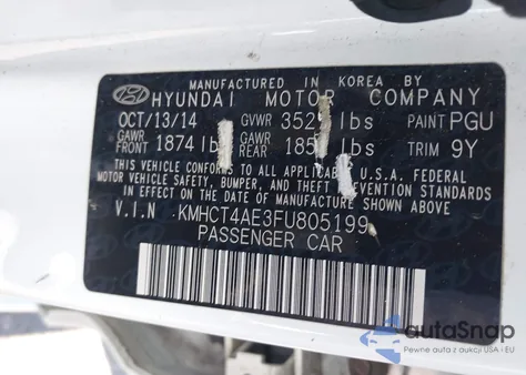 2015 Hyundai Accent Gls из США, поврежденный, VIN KMHCT4AE3FU805199